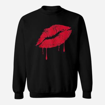 Vintage Red Lipstick Kiss Hot 80S Drip Lips Sweatshirt | Crazezy