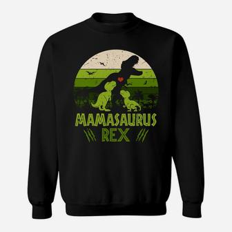 Vintage Retro 2 Kids Mamasaurus Dinosaur Lover Gift Sweatshirt Sweatshirt | Crazezy