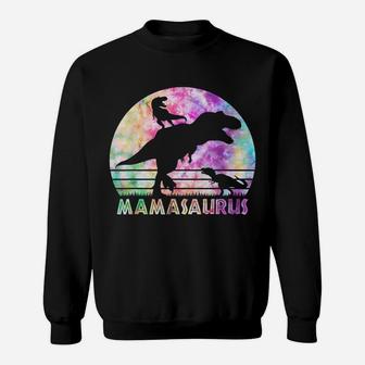 Vintage Retro 2 Kids Mamasaurus Sunset Funny Gift For Mother Sweatshirt | Crazezy