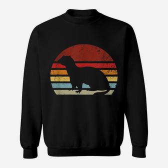 Vintage Retro Ferret Silhouette Lover Dad Mom Funny Kidding Sweatshirt | Crazezy CA