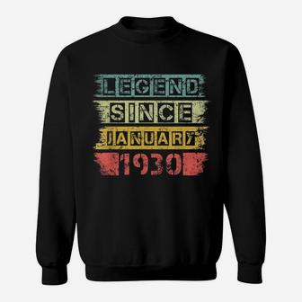 Vintage Retro Legend Since January 1930 90Th Birthday Gift Sweatshirt | Crazezy