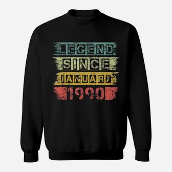 Vintage Retro Legend Since January 1990 30Th Birthday Gift Sweatshirt | Crazezy CA