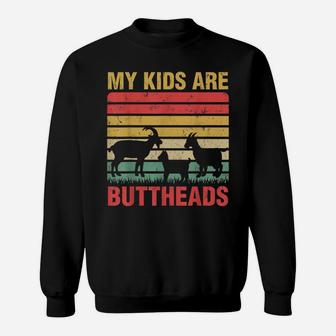 Vintage Retro My Kids Are Buttheads Goat Mom Farmer Sweatshirt | Crazezy DE