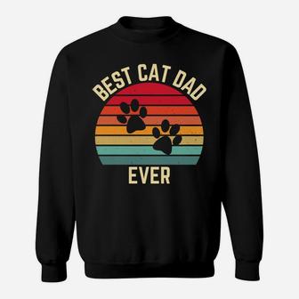 Vintage Retro Sunset Best Cat Dad Ever Kitten Lovers Gift Sweatshirt | Crazezy DE