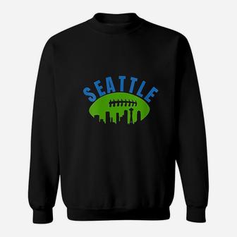 Vintage Seattle Cityscape Retro Football Graphic Sweatshirt | Crazezy DE