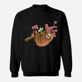 Vintage Sloth Shirt Japanese Cherry Blossom Flower Sakura Sweatshirt | Crazezy DE