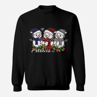 Vintage Snowman Snowmen Buffalo Plaid Christmas Snowflakes Sweatshirt Sweatshirt | Crazezy