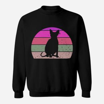 Vintage Sphynx Cat Retro Pet Lover 60S 70S Distressed Sweatshirt | Crazezy