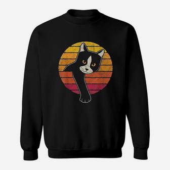 Vintage Style Tuxedo Cat Retro Sunset Sweatshirt | Crazezy