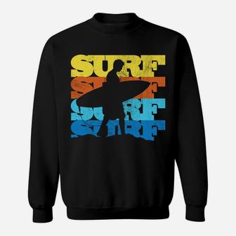 Vintage Surfing Silhouette Surfer Retro 70S Sunset Beach Sweatshirt | Crazezy CA