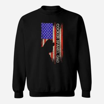 Vintage Usa American Flag Cocker Spaniel Dog Dad Silhouette Sweatshirt | Crazezy CA