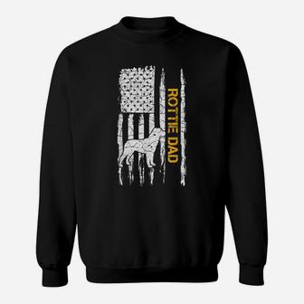 Vintage Usa American Flag Rottweiler Dad Rottie Silhouette Sweatshirt | Crazezy AU