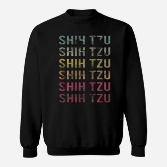 Vintage Word Retro Distressed Shih Tzu Dog Lover Cute Sweatshirt - Monsterry UK