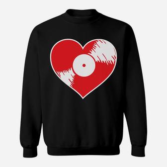 Vinyl Record Heart Record Collector Valentine Sweatshirt - Thegiftio UK