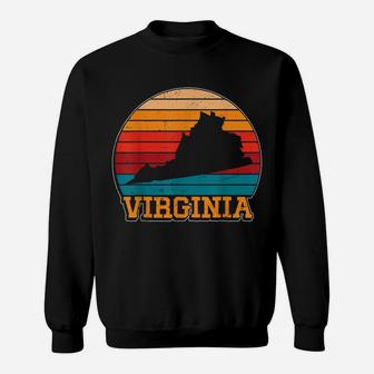 Virginia Retro Vintage Sunset Us State Virginia Silhouette Sweatshirt | Crazezy