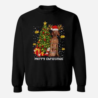 Vizsla Christmas Lights Tree Santa Xmas Pajamas Vizsla Dog Sweatshirt | Crazezy AU