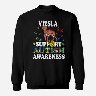 Vizsla Dog Heart Support Autism Awareness Sweatshirt - Monsterry CA