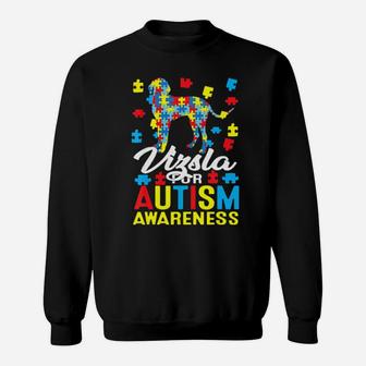 Vizsla For Autism Awareness Dog Lover Puzzle Sweatshirt - Monsterry CA