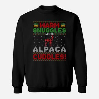 Warm Snuggles And Alpaca Cuddles Ugly Alpaca Christmas Sweatshirt Sweatshirt | Crazezy