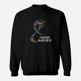 Wear Rainbow Puzzle Ribbon Autism Awareness Sweatshirt - Monsterry UK