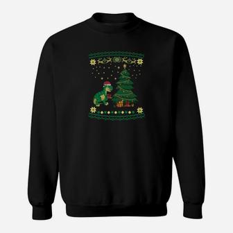 Weihnachtsbaum-Dinosaurier Sweatshirt, Lustiger Ugly Christmas Pullover-Stil - Seseable