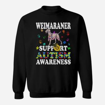 Weimaraner Dog Heart Support Autism Awareness Sweatshirt - Monsterry CA