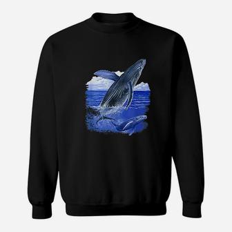 Whale With Baby Whale Sweatshirt - Thegiftio