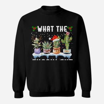 What The Fucculent Funny Christmas Lights Cactus Deer Santa Sweatshirt | Crazezy CA