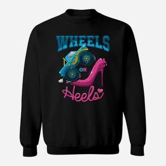 Wheels Or Heels Gender Reveal Family Sweatshirt | Crazezy