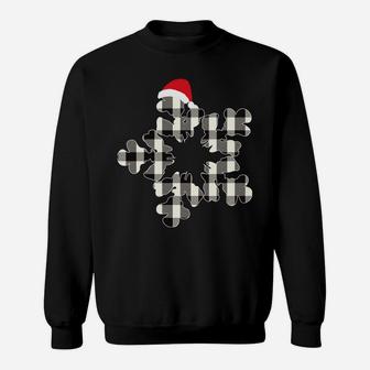 White & Black Christmas Buffalo Plaid Snowflakes Santa Hat Sweatshirt | Crazezy AU