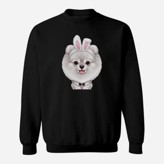 White Pomeranian In The Easter Bunny Costume Sweatshirt - Thegiftio UK