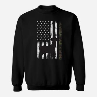 Whitetail Deer Hunting Hunter Gifts Buck Camo American Flag Sweatshirt | Crazezy DE