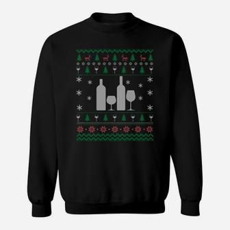 Wine Bottle & Glass Christmas Gifts For Women Men Wine Lover Sweatshirt Sweatshirt | Crazezy DE