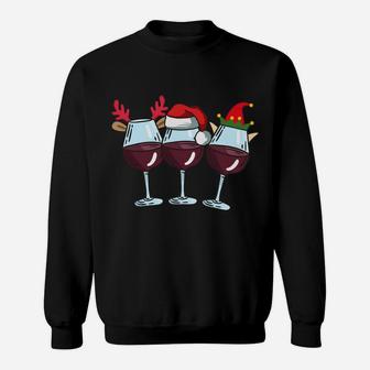 Wine Glass Santa Elf Reindeer Drinking Cool Christmas Gifts Sweatshirt | Crazezy DE
