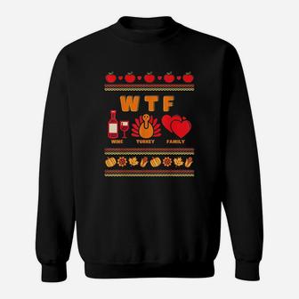Wine Turkey Family Thanksgiving Ugly Sweatshirt | Crazezy