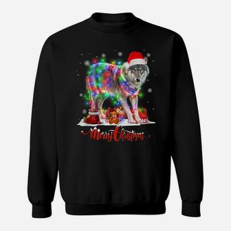 Wolf Animal Merry Christmas Animal Lover Sweatshirt | Crazezy