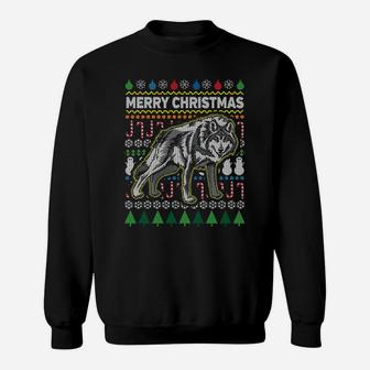 Wolf Ugly Christmas Sweatshirt Tacky Xmas Crazy Gift Idea Sweatshirt | Crazezy