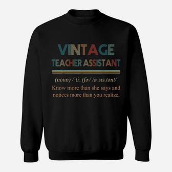 Womans Vintage Teacher Assistant Noun Definition Funny Gift Sweatshirt | Crazezy CA