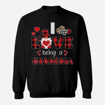 Women I Love Being A Grandma Gnome Plaid Valentines Day Gift Sweatshirt | Crazezy