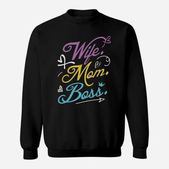 Women Power Wife Mom Boss Gift Design Mothers Day Sweatshirt | Crazezy CA