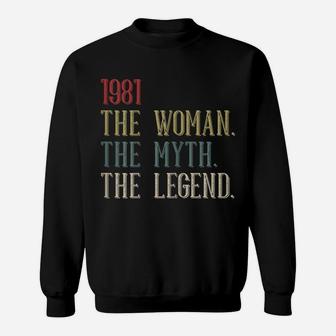 Womens 1981 Woman Myth Legend Retro 39 Year Old 39Th Birthday Women Sweatshirt | Crazezy