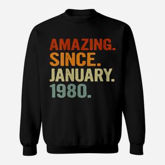 Womens 41 Years Old Retro Birthday Gift Amazing Since January 1980 Sweatshirt | Crazezy UK