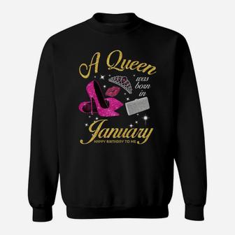 Womens A Queen Was Born In January Birthday Gift For Girls Women Sweatshirt | Crazezy DE