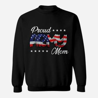 Womens American Flag Bold Proud Army Mom Sweatshirt | Crazezy