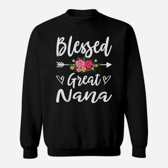 Womens Blessed Great Nana Flower Gift Sweatshirt | Crazezy UK