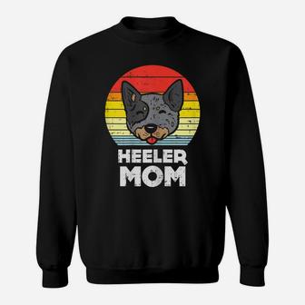 Womens Blue Red Heeler Mom Retro Animal Pet Cattle Dog Women Gift Sweatshirt | Crazezy