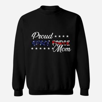 Womens Bold Flag Proud Space Force Mom Sweatshirt | Crazezy