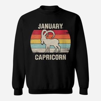 Womens Capricorn January Birthday Gift Retro Sign 70S 60S Sweatshirt | Crazezy