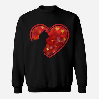 Womens Cat Heart Cute Funny Gift For Cat Lovers Women Men Girl Boy Sweatshirt | Crazezy