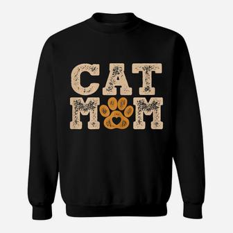 Womens Cat Shirts For Women - Cat Mom Tshirt - Retro Paw Lover Lady Sweatshirt | Crazezy